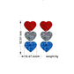 Glitter Red Blue Hearts American Independent Day Dangle Earrings for Girls Women