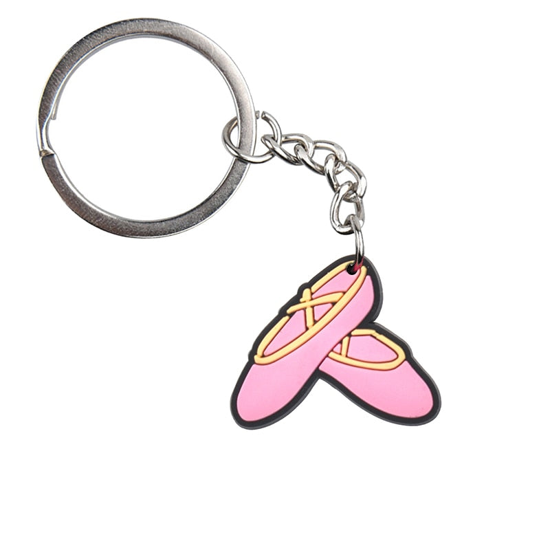 12 Styles I Love Dance Ballet Shoe Ballerina Keychain Party Gift Cute Keyring