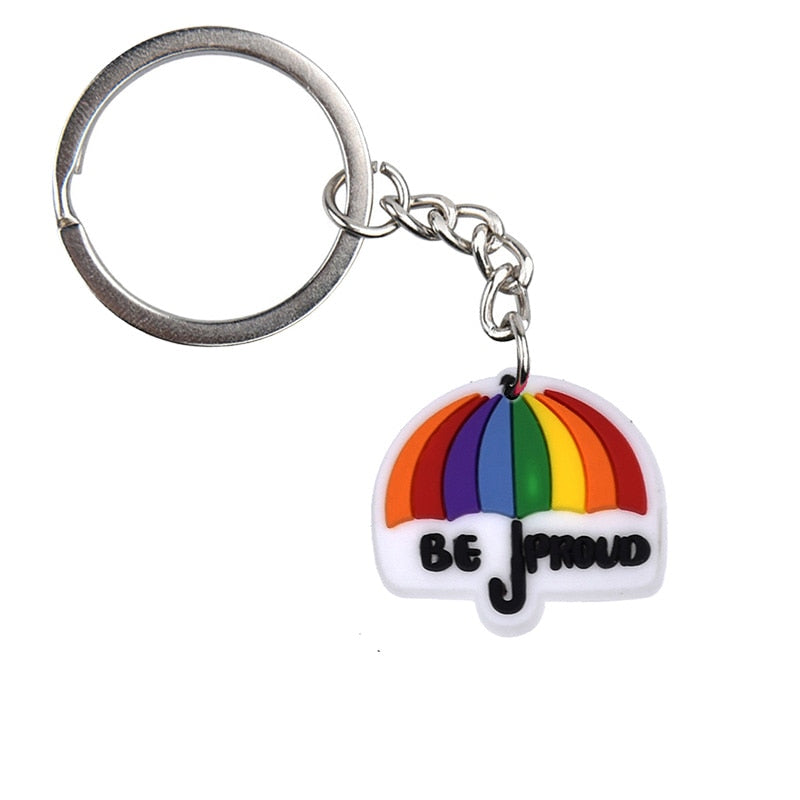 18 Styles Love is Love Pride Rainbow Pendant PVC Keychain with Car Bag Key Chain