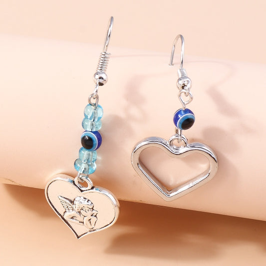 Mismatched Angel Heart Drop Dangle Earrings Trendy Women Fashion Earrings
