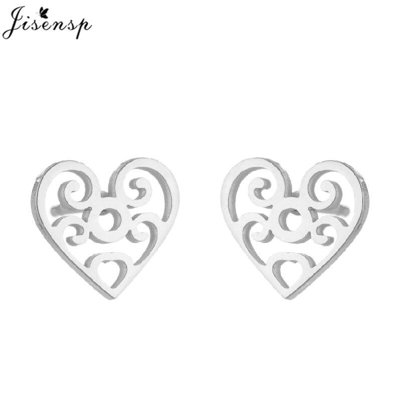 Swirl Heart Stainless Steel Earrings Women Jewelry Small Studs Gifts Earring