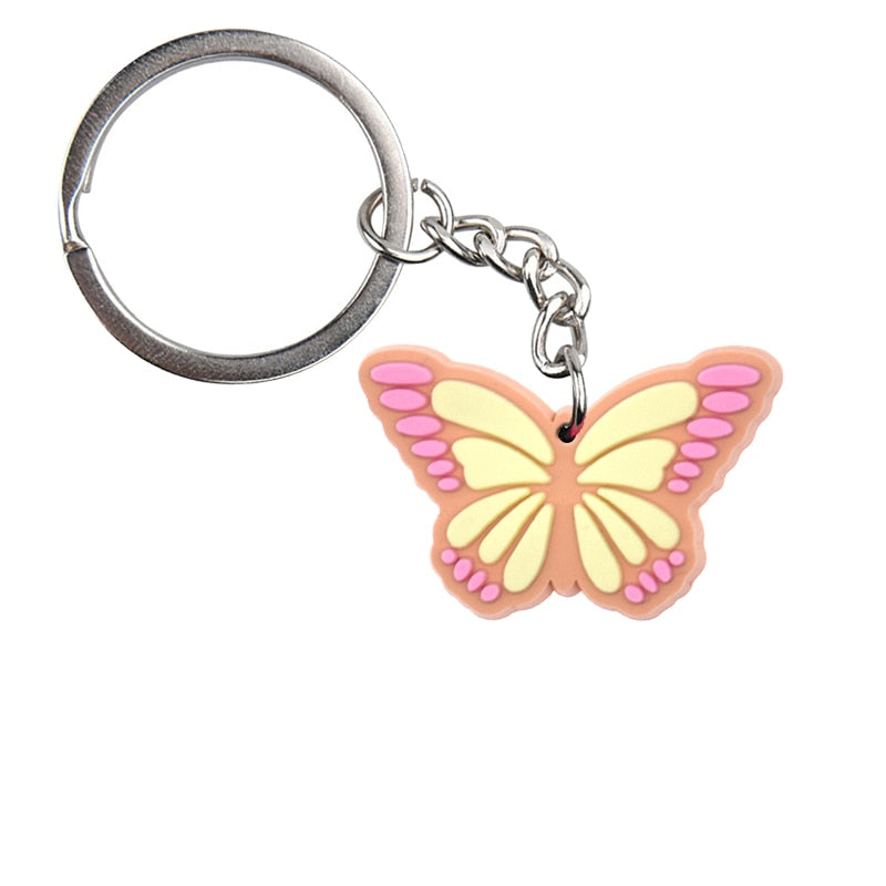 14 Styles PVC Keychain Peace and Love Butterfly Flower Sign Keychain Global