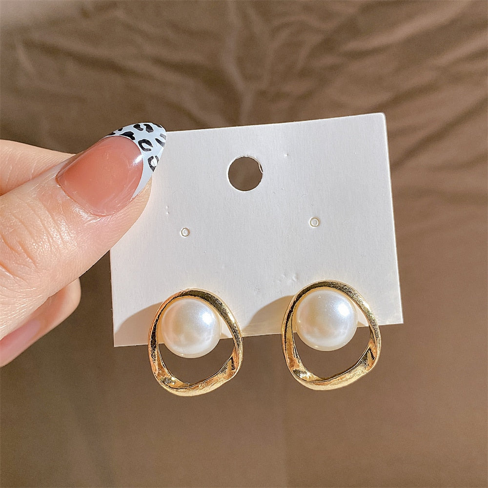 22 Styles Heart Pearl Flower Stud Earring Fashion Women Girls Vintage Cute