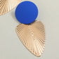 Blue Round Detail Palm Leaf Lady Cute Drop Earrings for Women Jewelry Girls