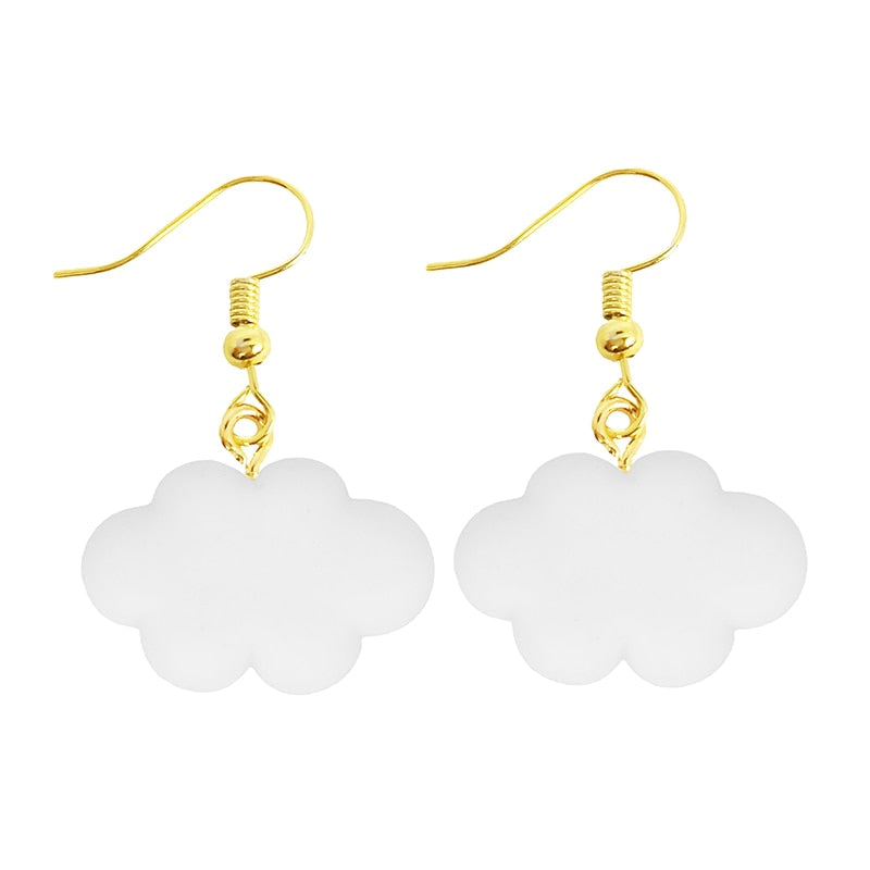 White Cloud Drop Earrings Women Art Fashion Cartoon Earrings Creative Jewelry