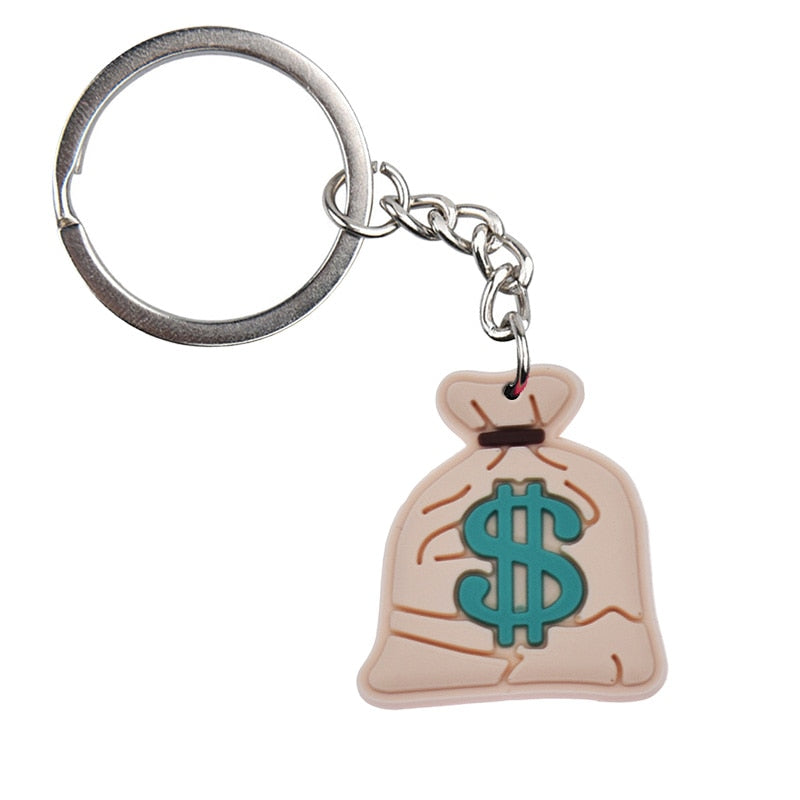 Dollar Sign Bag Money Keychain Currency Key Ring Calculator Dollar Money Tree