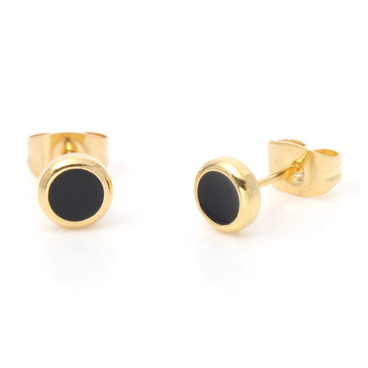 Black Colored Round Stud Earrings Women gift Earring Fashion Charm Vintage