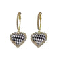 Houndstooth Heart Drop Earrings Women Party Wedding Jewelry Dangle Gifts