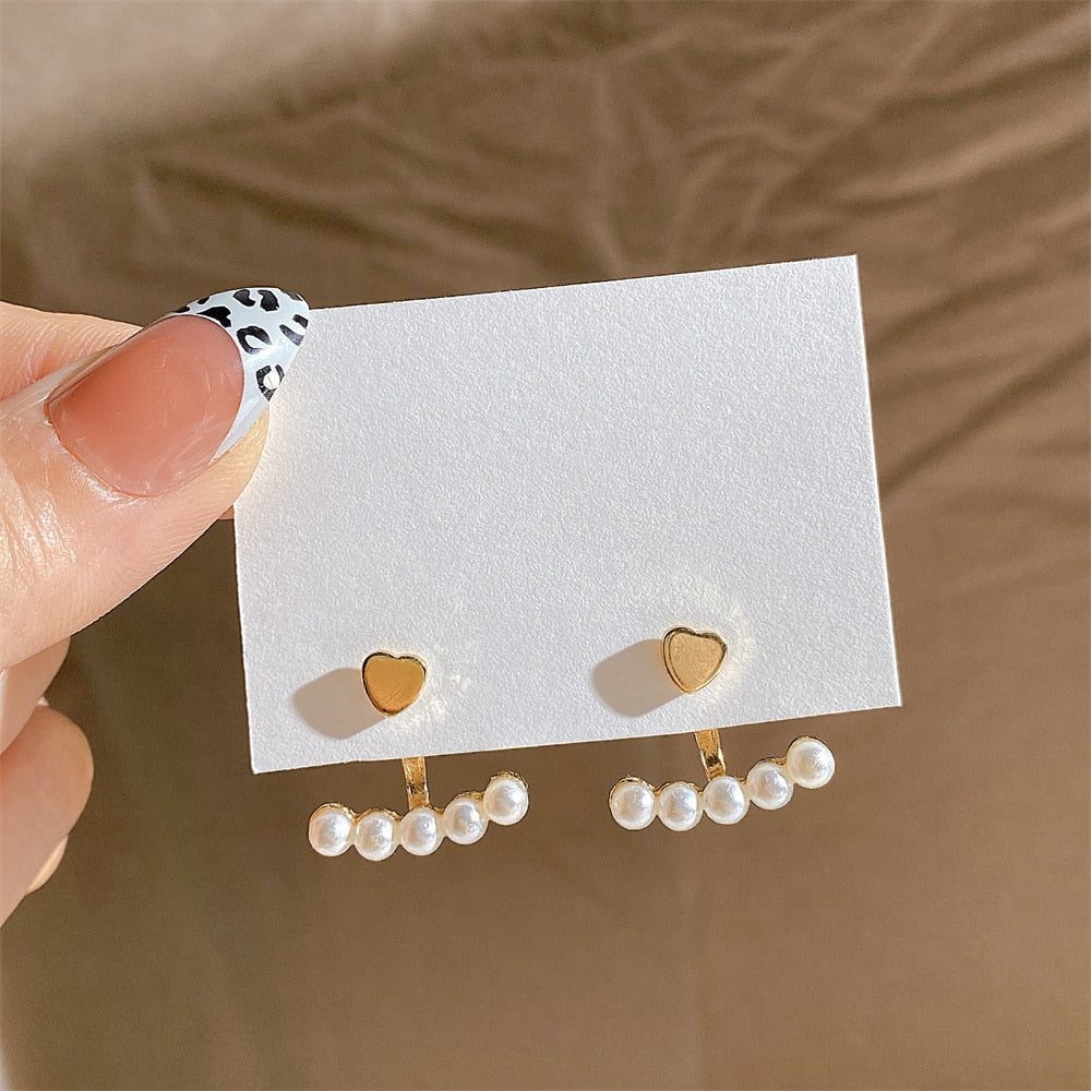 22 Styles Heart Pearl Flower Stud Earring Fashion Women Girls Vintage Cute