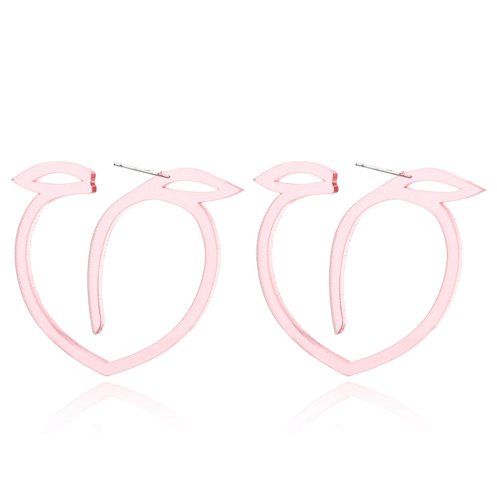 Peach Acrylic Drop Earrings Women Travel Fashion Cartoon Earrings Creative
