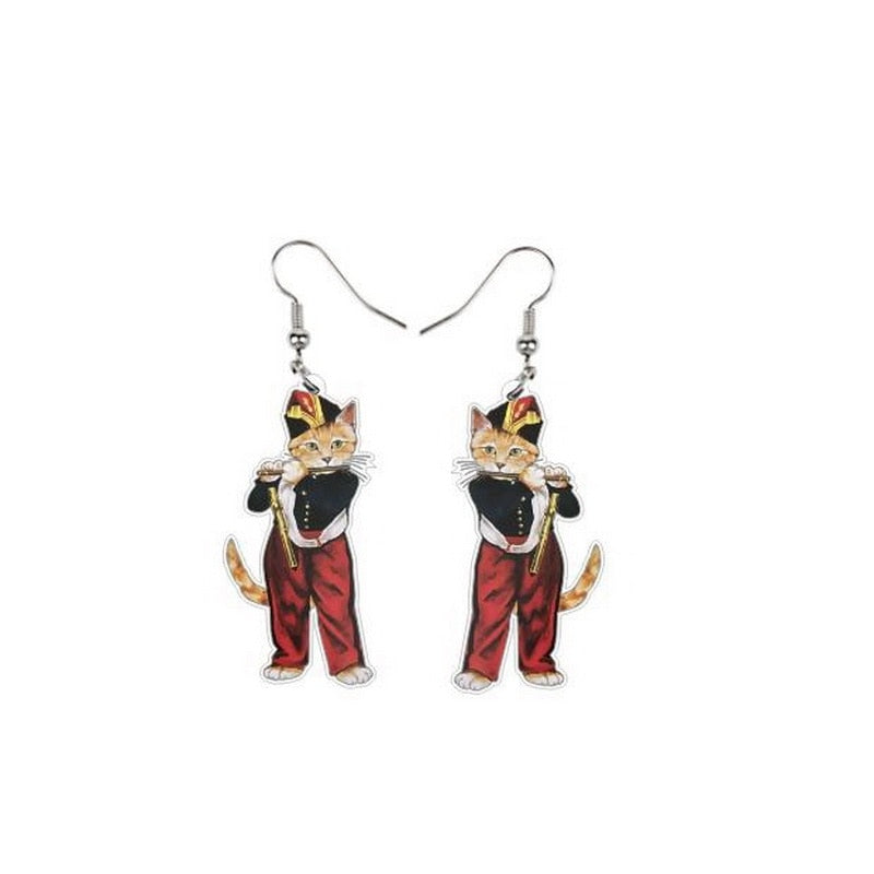 Vintage Musical Cat Drop Earrings Women Party Wedding Jewelry Dangle Gifts