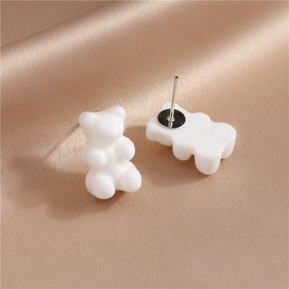 White Bear Stud Earrings Women Creativity Jewelry Cute Earring Girls Gift