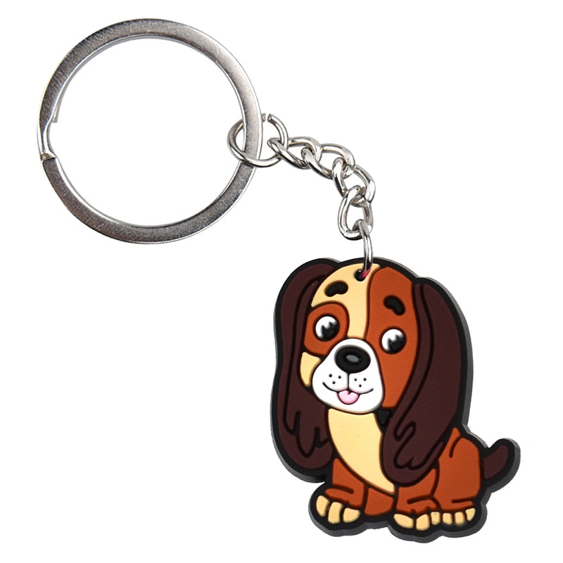 16 Styles PVC Cute Animal Cartoon Keychain Lovely Mini Dog Design Key Holder Fit