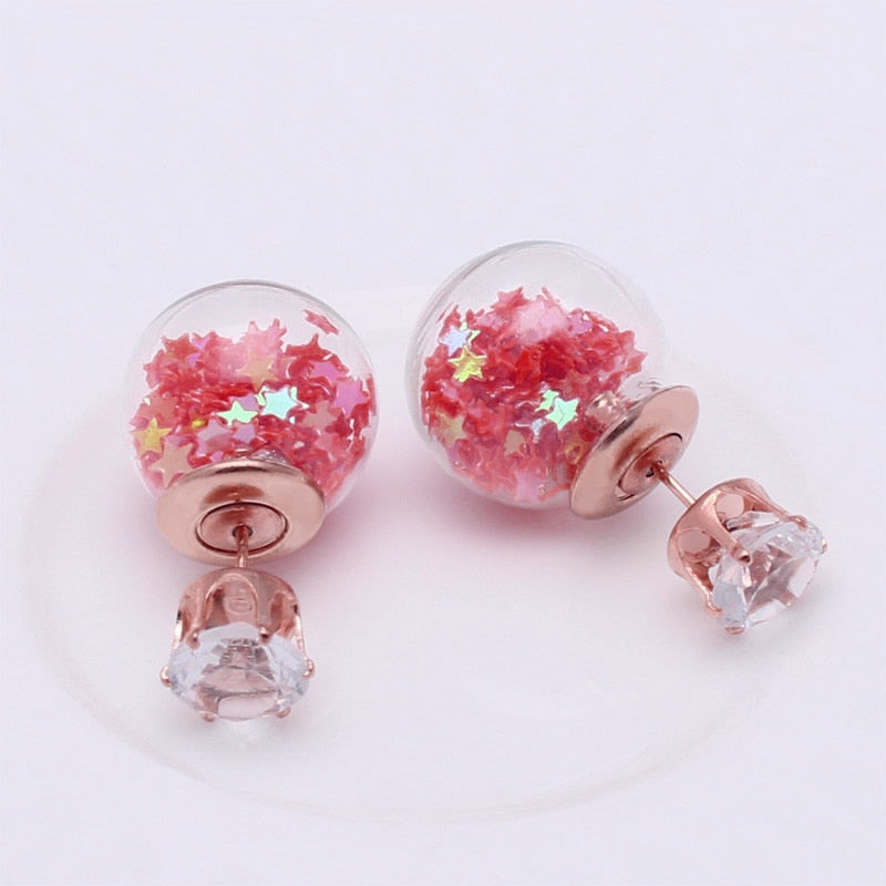 Glitter Ball Stars Fashion Earrings Women Girls Stud Earrings Wedding Jewelry