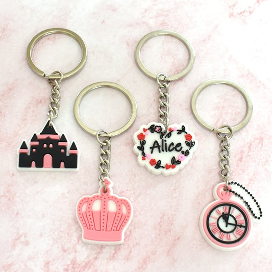 16 Styles Cartoon Pink Castle Cat Hat Funny Keychain Gift Cute Charms Keyring