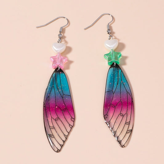 Star Wings Colorful Drop Earrings Women Creativity Jewelry Cute Earring Girls