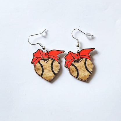 Tennis Ball Wooden Drop Earrings Women Gifts Earring Cute Girls Eardrop Jewelry