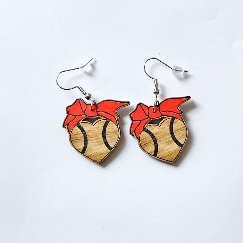 Tennis Ball Wooden Drop Earrings Women Gifts Earring Cute Girls Eardrop Jewelry