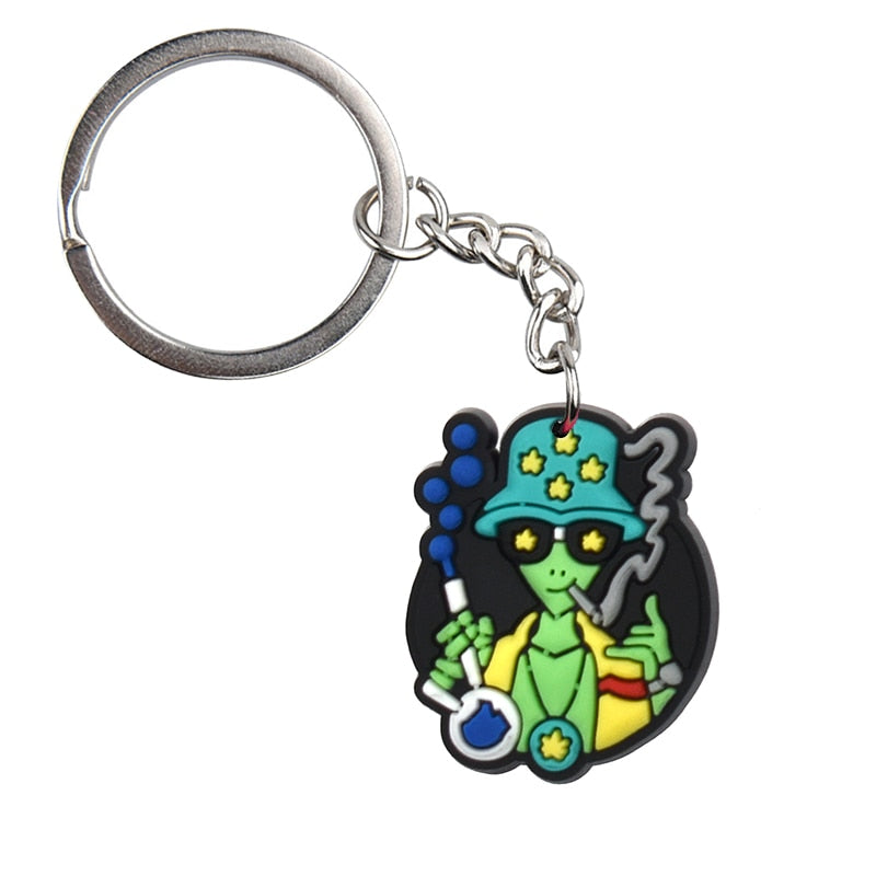 15 Styles Green Leaf High Vibes Style Keychain Car Keyring Cartoon Creative