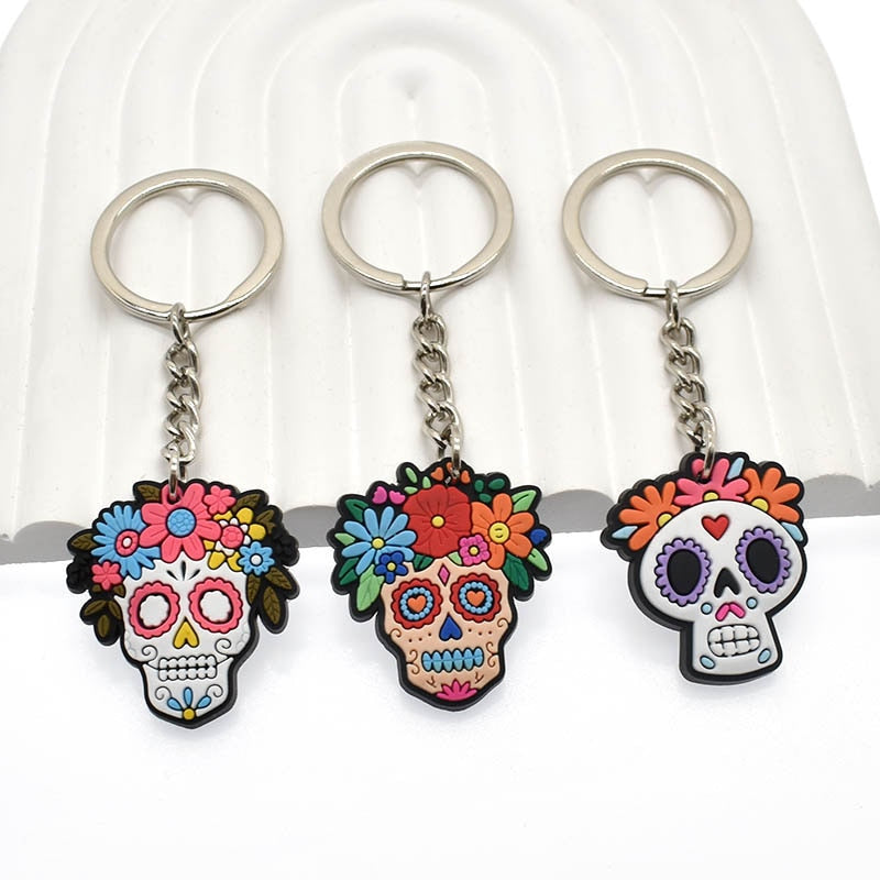 14 Styles Skull Calavera Mexican Day Of The Dead Halloween Keyring Cartoon