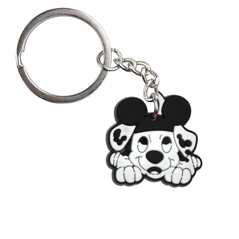 Black Spots Puppy Keychain Cartoon Key Holder Car handbag Keyring Gift Pendant