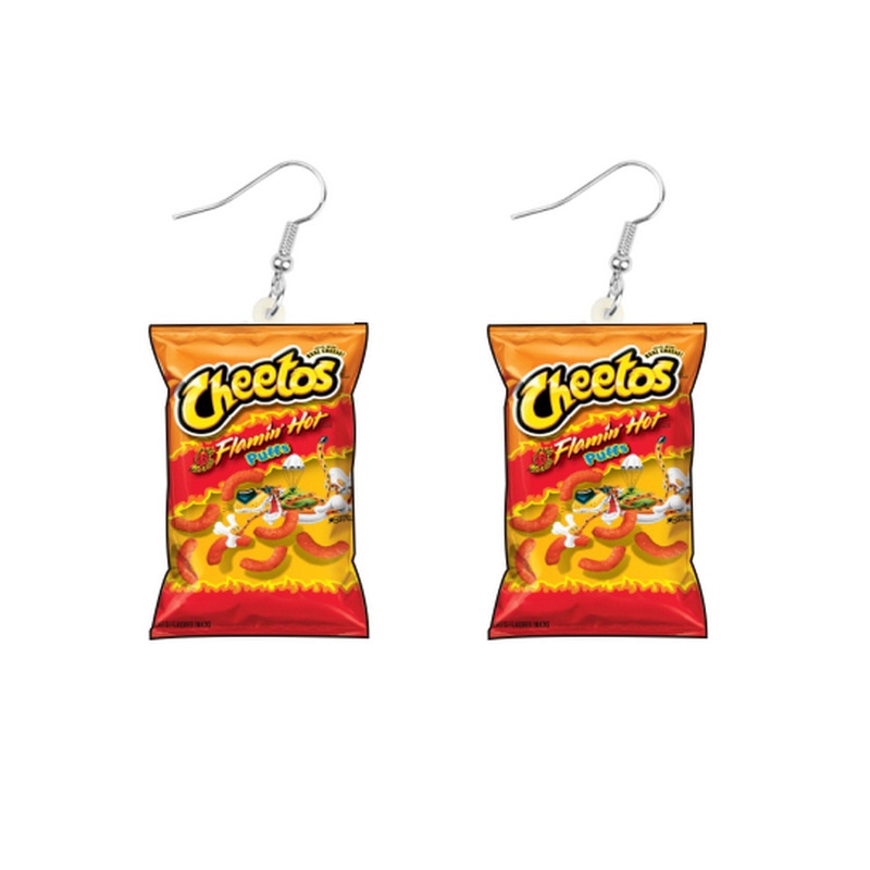 Cheetos Flaming Hot Funny Design Drop Earrings Hip Hop Women Party Gift Jewelry