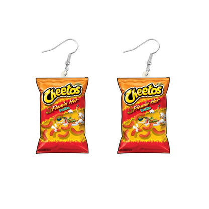 Cheetos Flaming Hot Funny Design Drop Earrings Hip Hop Women Party Gift Jewelry