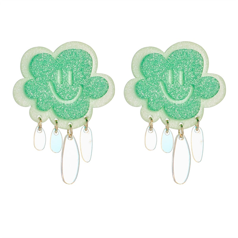 Green Cloud Drop Earrings Women Travel Fashion Cartoon Earrings Creative Jewelry