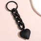 Black Heart Acrylic Keychain Link Chain Keyring For Women Girls Handbag Pendant