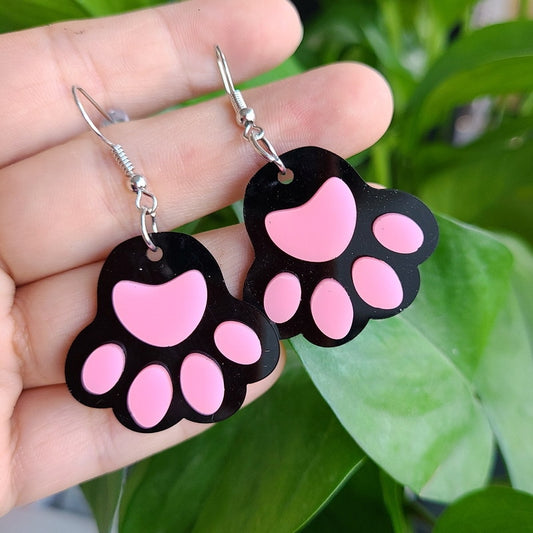 Pink Paw Drop Earrings Female Travel Cartoon Earrings Creative Art Jewelry