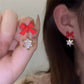 Red Bow Snowflake Exquisite Stud Earrings Women Statement Earrings Party Jewelry