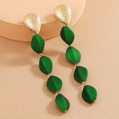 Green Beads Tassel Lady Cute Drop Earrings for Women Jewelry Girls Earrings