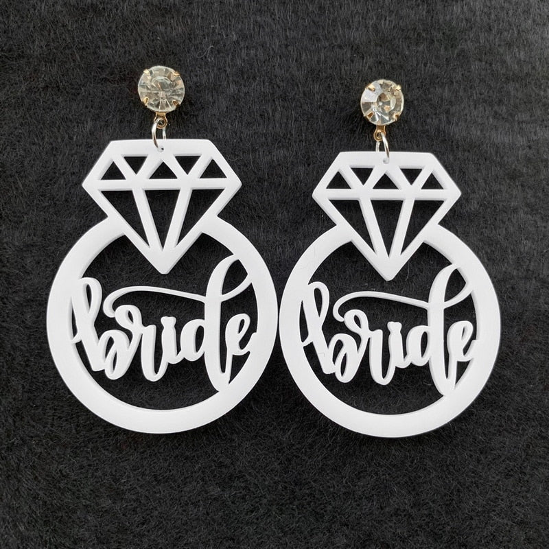 White RIng Bridal Shower Drop Dangle Earrings Trendy Women Fashion Earrings