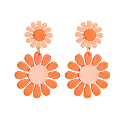 Pale Orange Flower Drop Earrings Women Travel Fashion Cartoon Earrings Creative