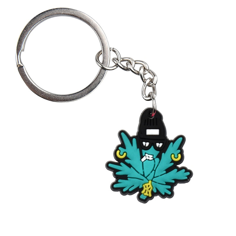 15 Styles Green Leaf High Vibes Style Keychain Car Keyring Cartoon Creative