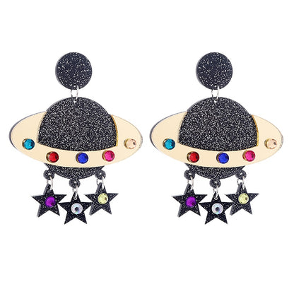 Planet Star Acrylic Drop Earrings Women Travel Fashion Cartoon Earrings Creative