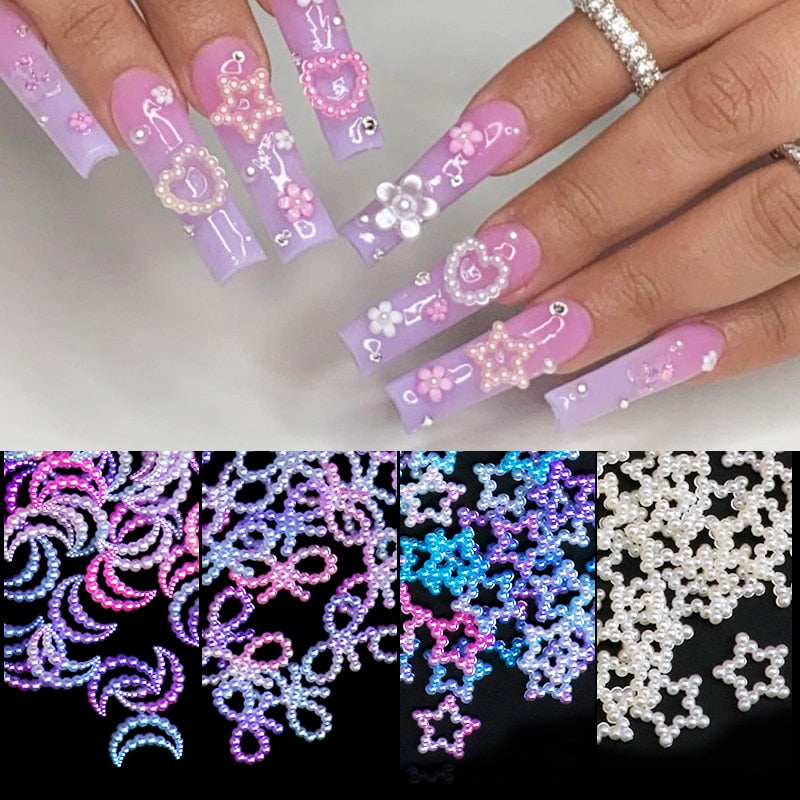 100Pcs 6 Styles Mixed Design Hollow Shape Nail Art Jewelry Decoration DIY Nail