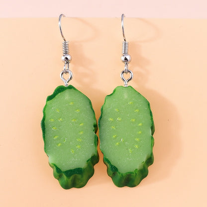 Cucumber Slice Dangle Earrings Women Charms Earring Fashion Creative Jewelry