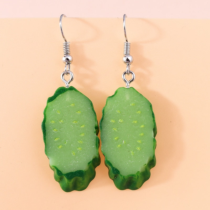 Cucumber Slice Dangle Earrings Women Charms Earring Fashion Creative Jewelry