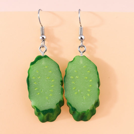 Cucumber Slice Dangle Earrings Women Charms Earring Fashion Creative Jewelry