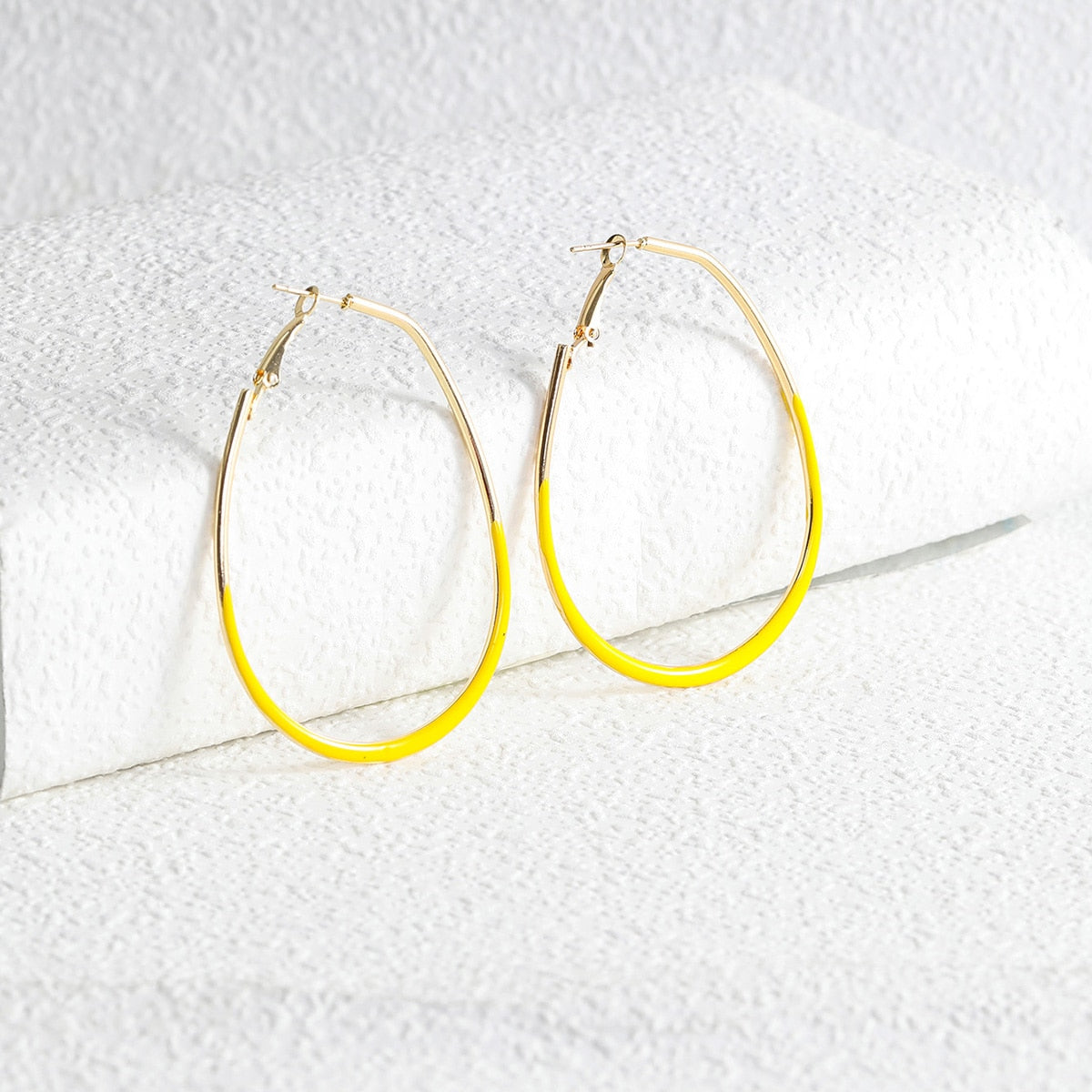 Yellow Oval Hoop Earrings Cartoon Ear Pendants Accessories Women Jewelry