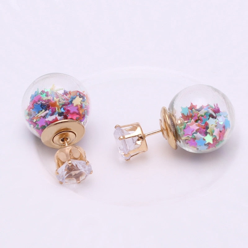 Glitter Ball Stars Fashion Earrings Women Girls Stud Earrings Wedding Jewelry