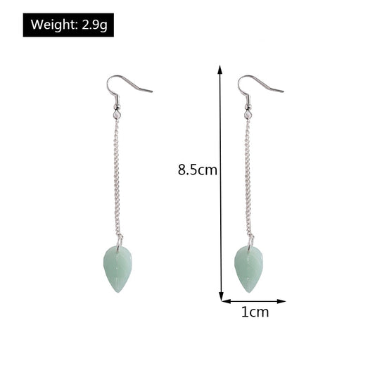 Mint Green Single Leaf Pendant Drop Dangle Earrings Trendy Women Fashion