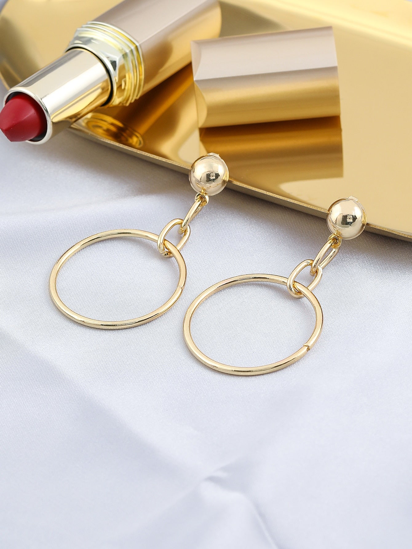 Chain Ring Drop Dangle Earrings Women Girl Fashion Trendy Jewelry Accessories