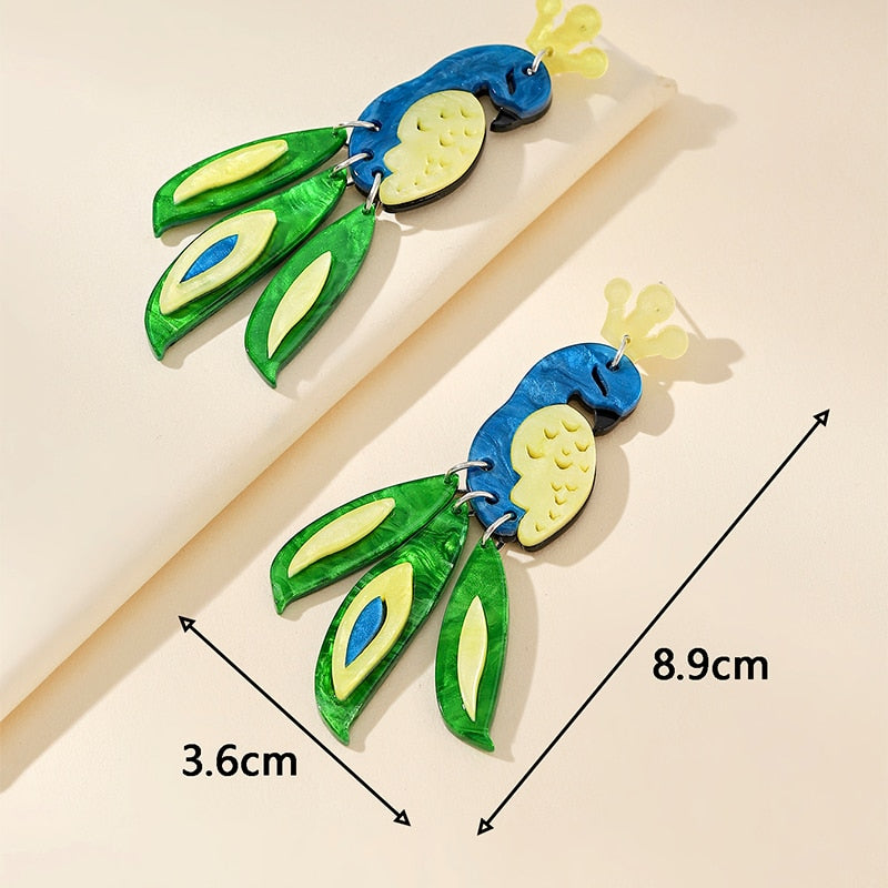 Peacock Drop Earrings Women Travel Fashion Cartoon Earrings Creative Jewelry