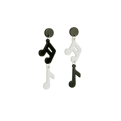 Black and White Music Note Drop Earrings Women Travel Fashion Cartoon Earrings