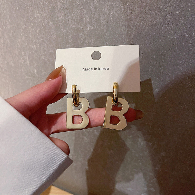 Letter B Alphabet Dangle Earrings Women Fashion Modern Accessories Cute Stylish