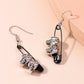 Black Safety Pin Skull Charm Drop Earrings Women Creativity Jewelry Cute Earring