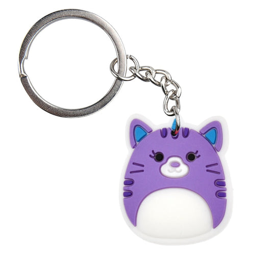 Purple Cat Cartoon Cute Rubber Keychain Animal Car Key Chain Bag Charm Pendant