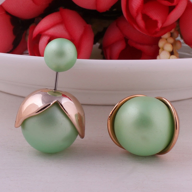 Flower Bud Ball Design Fashion Earrings Women Girls Stud Earrings Wedding